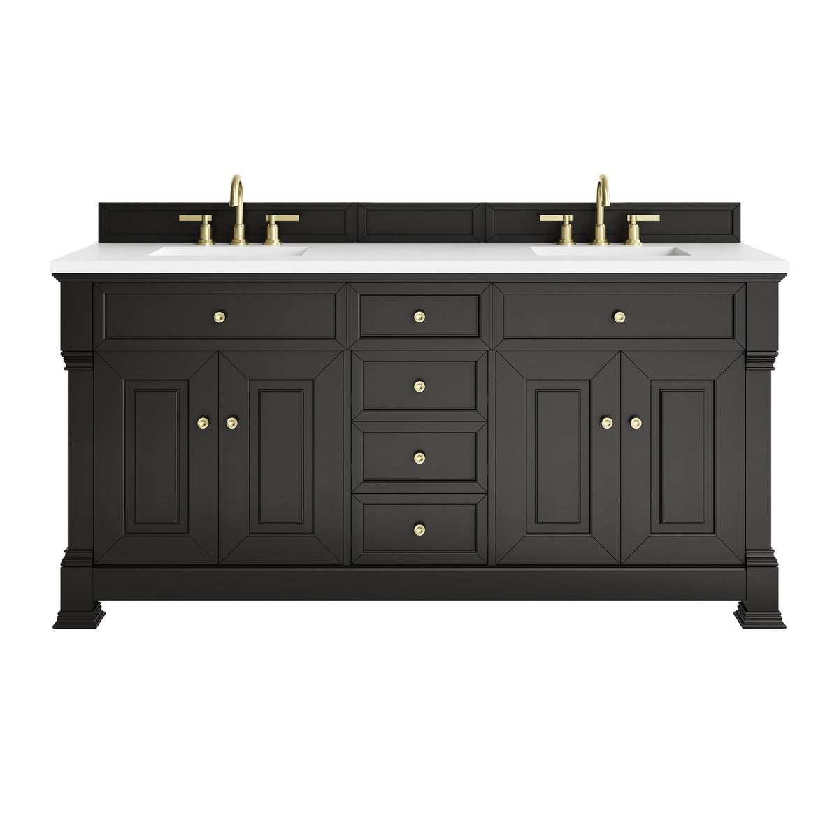 James Martin Brookfield 72" Double Bathroom Vanity, Black Onyx with White Zeus countertop