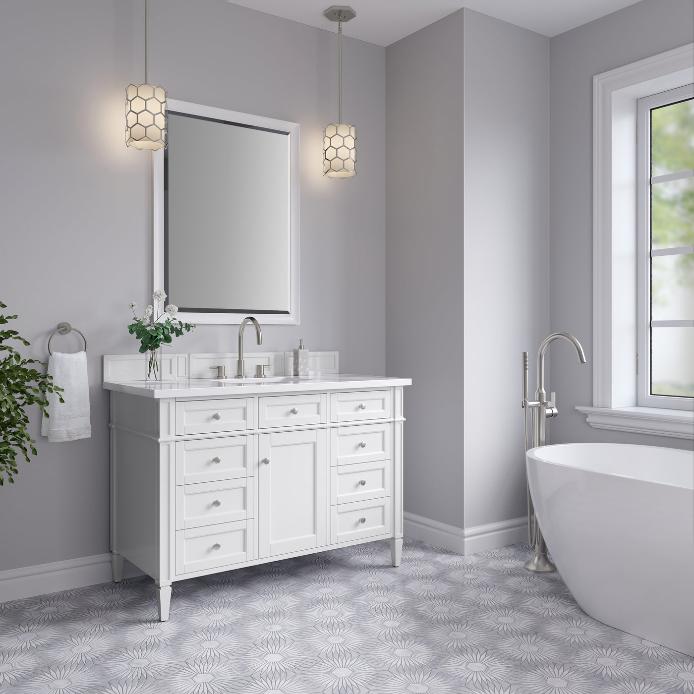 James Martin Brittany 48" Single Bathroom Vanity, Bright White by James Martin