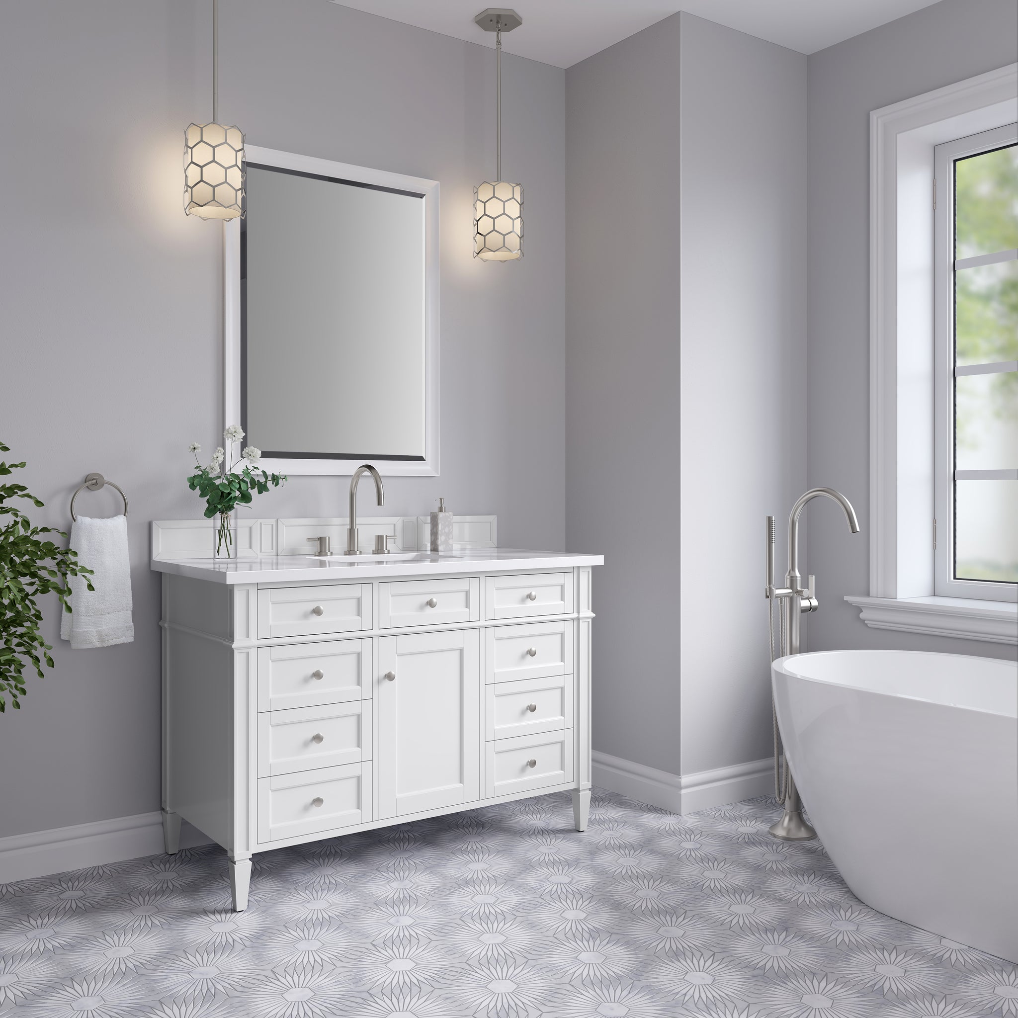 James Martin Brittany 48" Single Bathroom Vanity, Bright White by James Martin