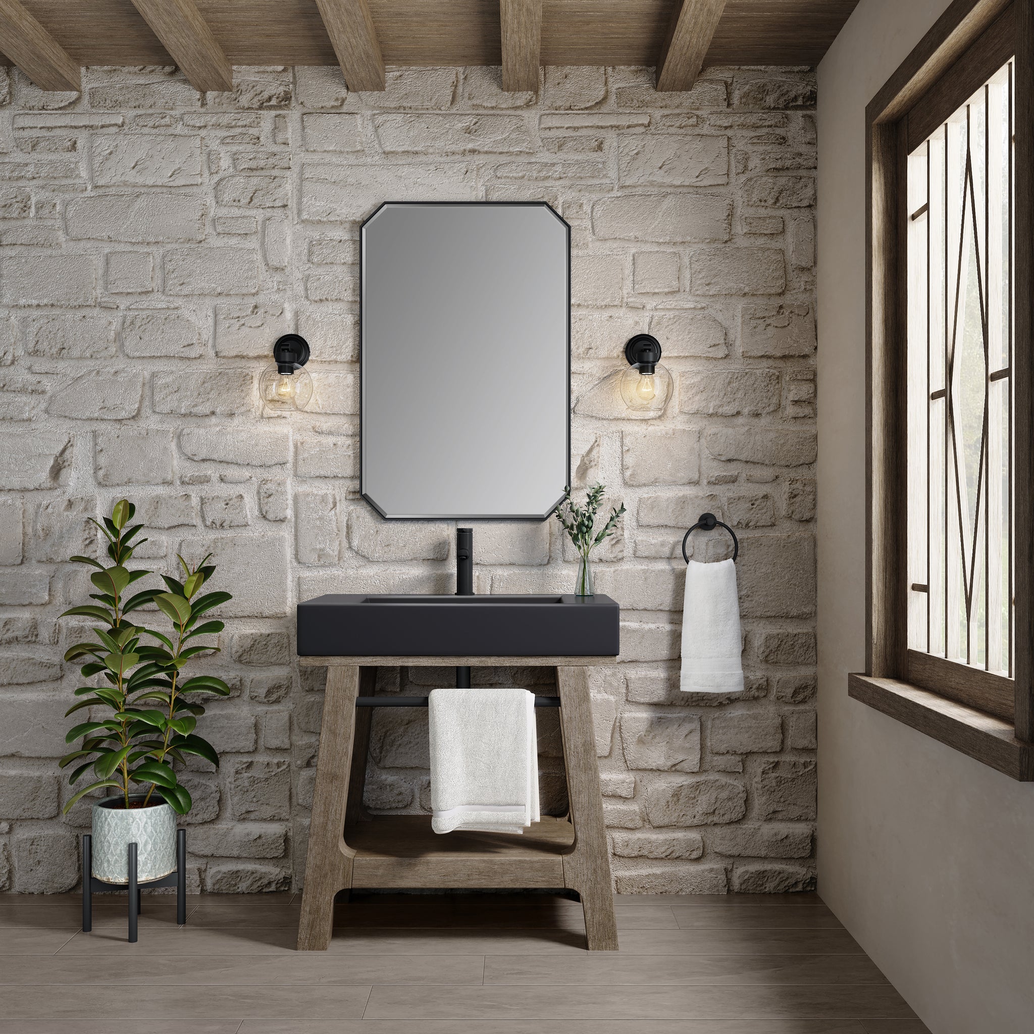 James Martin Auburn 31.5" Single Console Vanity, Weathered Timber by James Martin