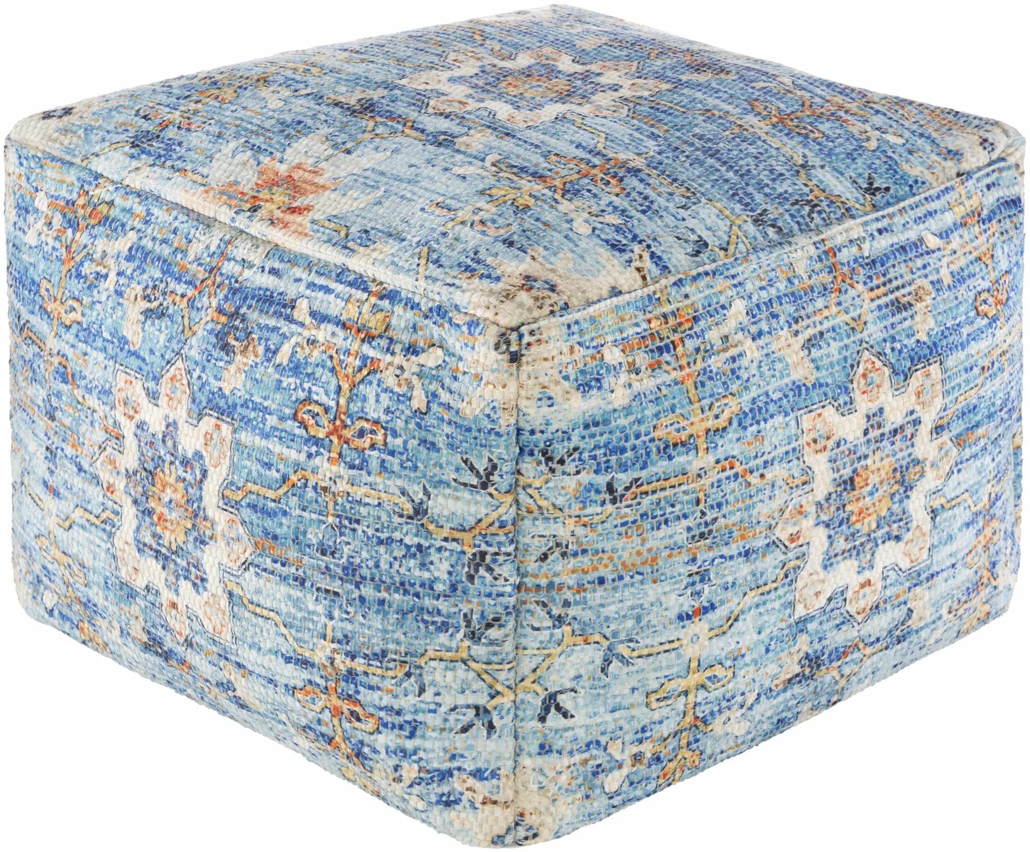 Cuddington Sky Blue Woven Pouf by Boutique Rugs
