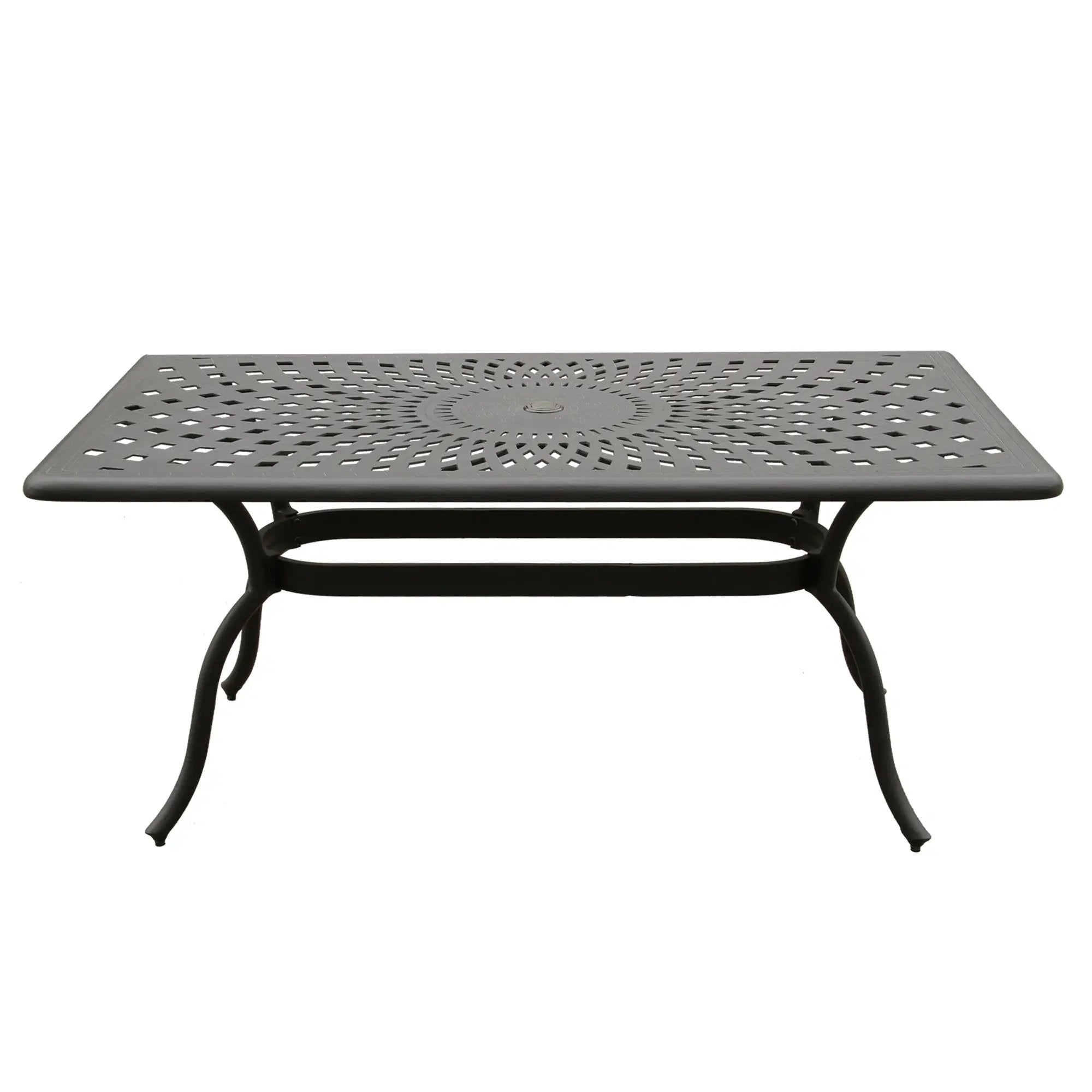 Modern Outdoor Mesh Aluminum Black 67-in Rectangle Patio Dining Table by Sharicks
