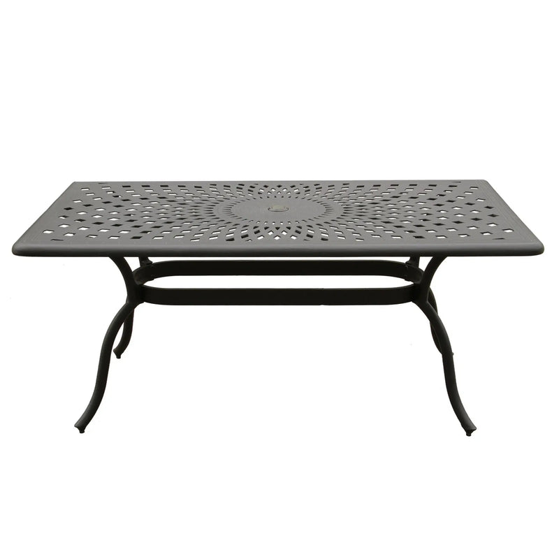 Outdoor Aluminum 7pc Black Rectangular Patio Dining Set and Six Chairs by Sharicks