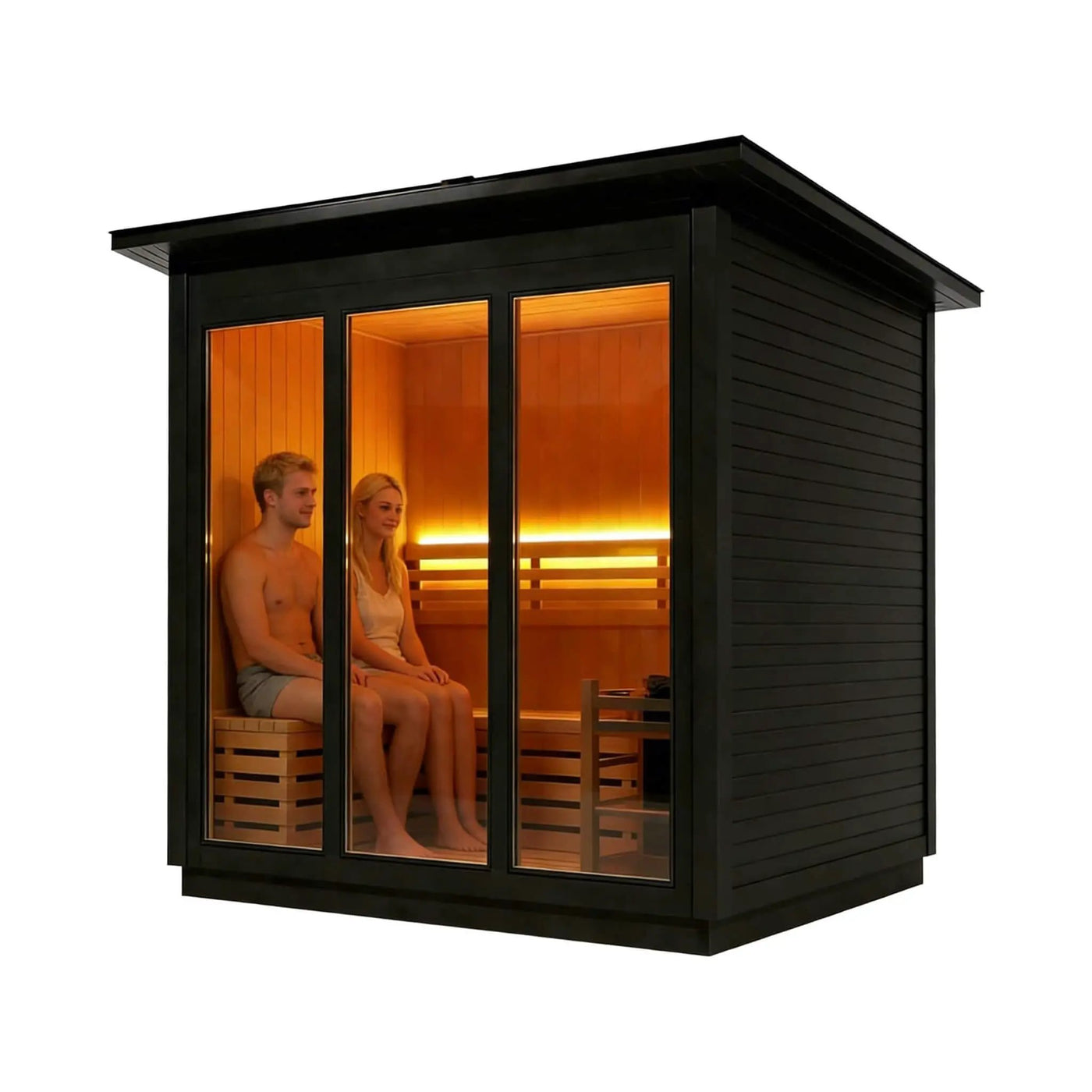 Custom 8-Person Luxury Canadian Red Cedar Outdoor Steam Sauna With Heater And Stones [Made-To-Order] (SAK13492) by SAKSBY WHOLESALE