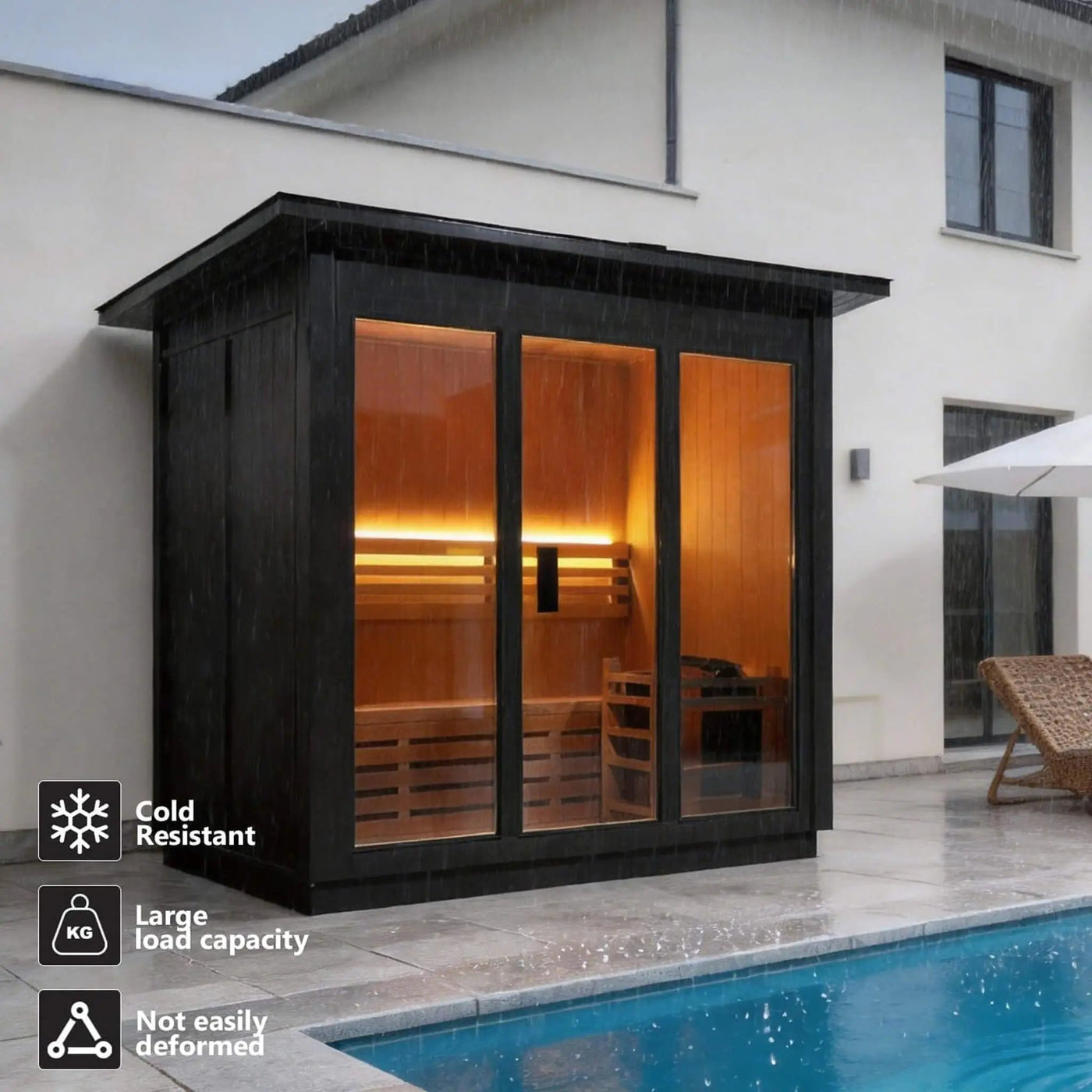 Custom 6-Person Luxury Spruce Outdoor Steam Sauna With Heater And Stones [Made-To-Order] (SAK20378) by SAKSBY WHOLESALE