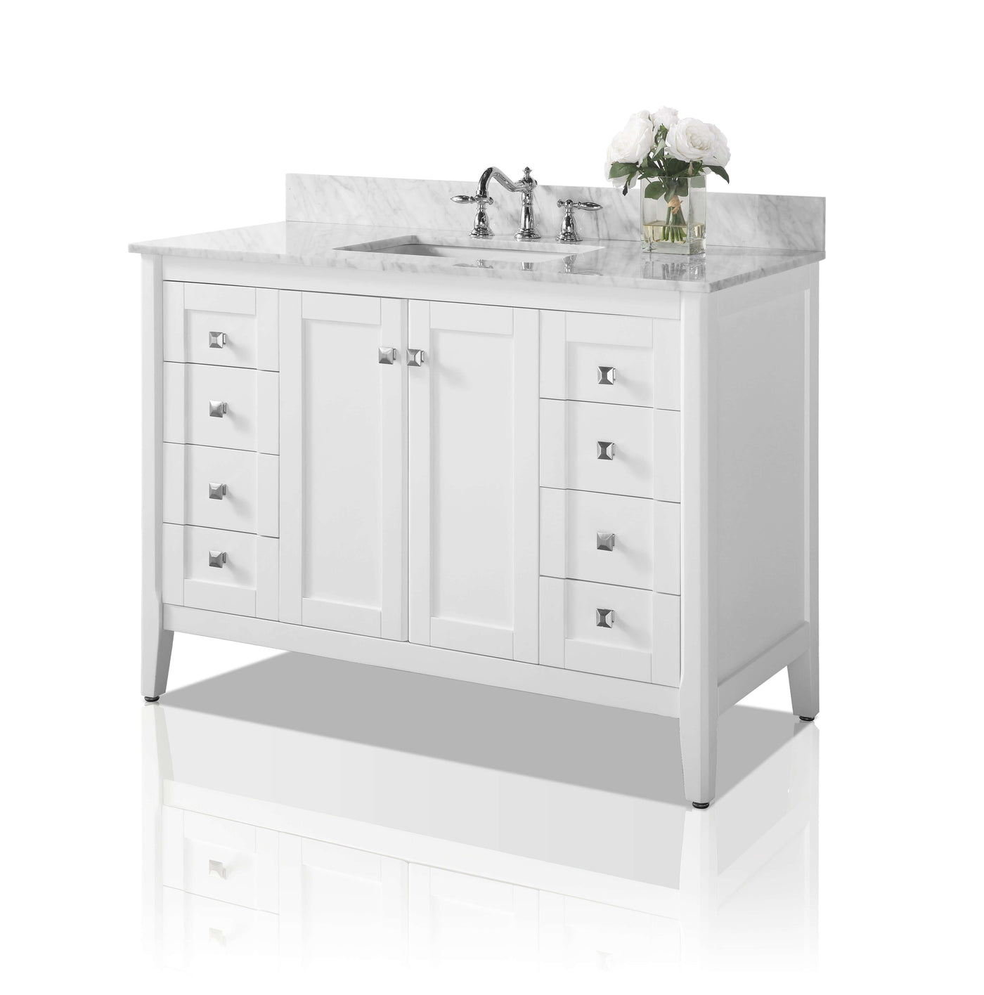 Shelton Bathroom Vanity with Sink and Carrara White Marble Top Cabinet Set by Ancerre Designs