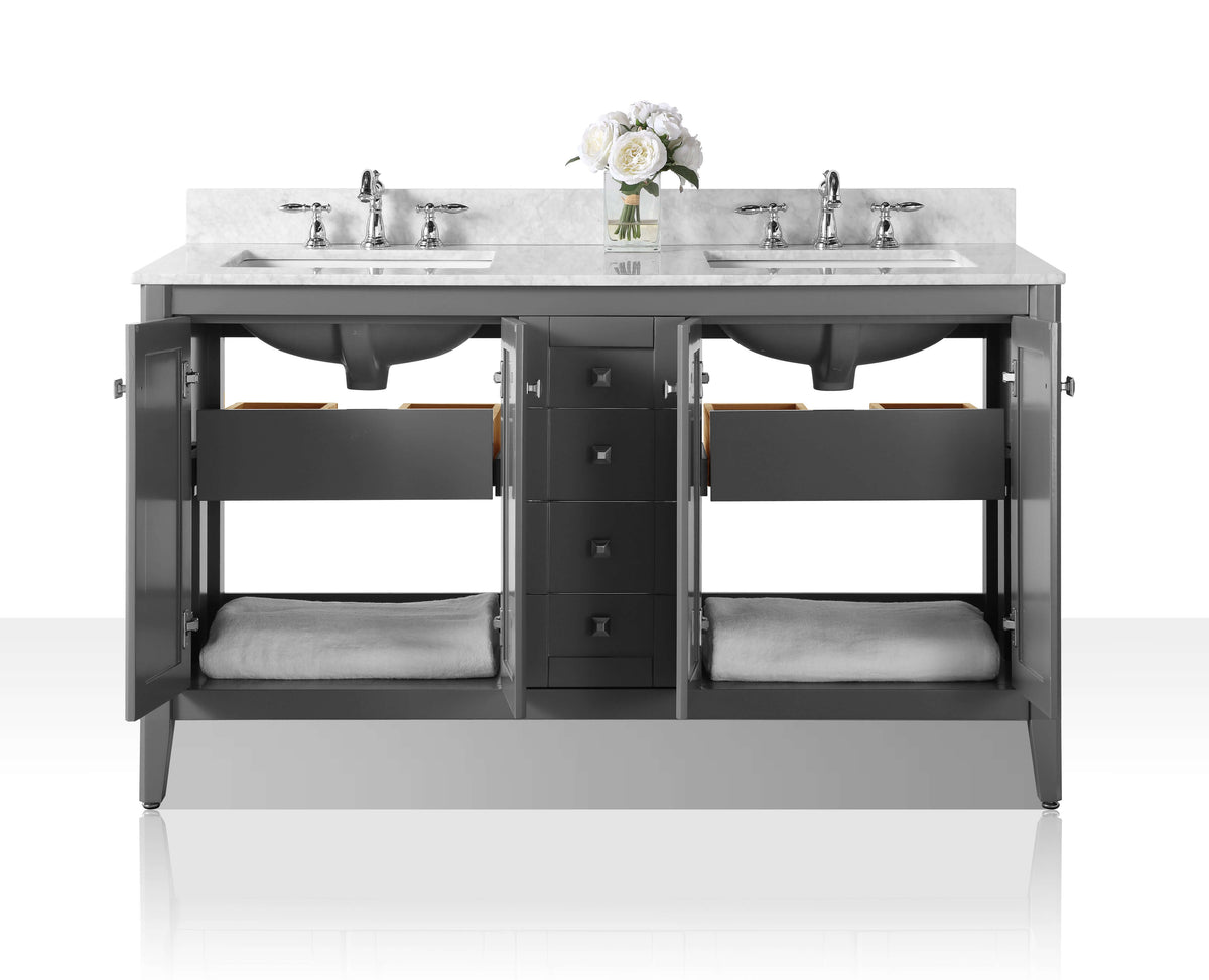 Shelton Bathroom Vanity with Sink and Carrara White Marble Top Cabinet Set, photo 23 of 27