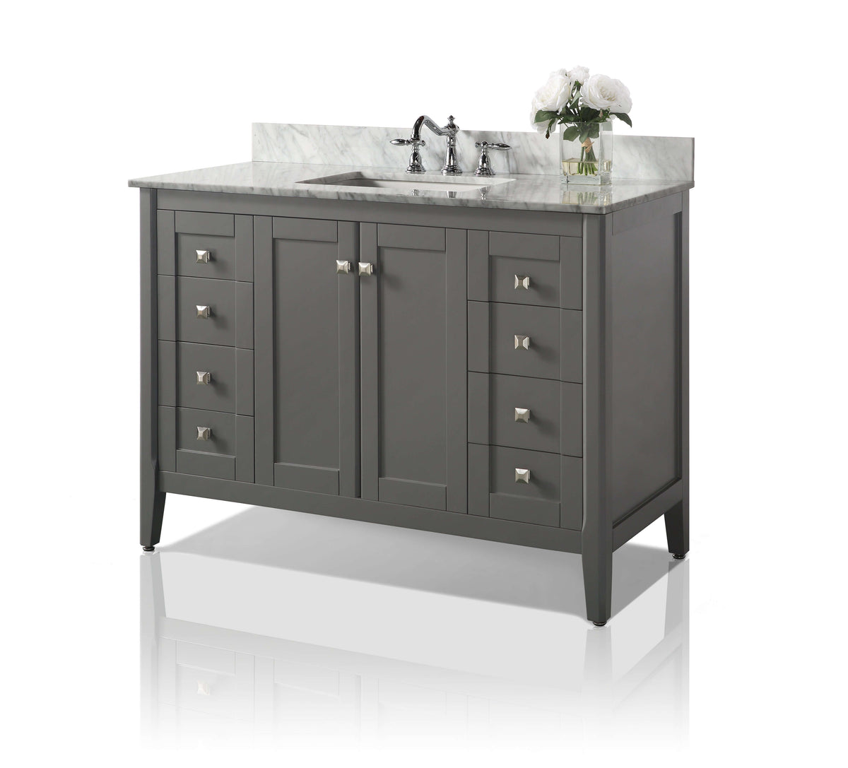 Shelton Bathroom Vanity with Sink and Carrara White Marble Top Cabinet Set, photo 17 of 27