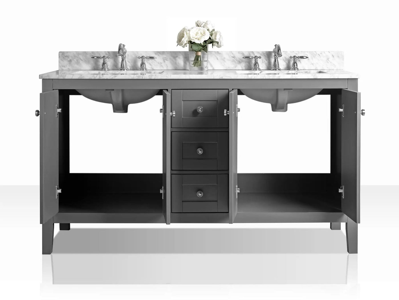 Maili Bathroom Vanity with Sink and Carrara White Marble Top Cabinet Set by Ancerre Designs