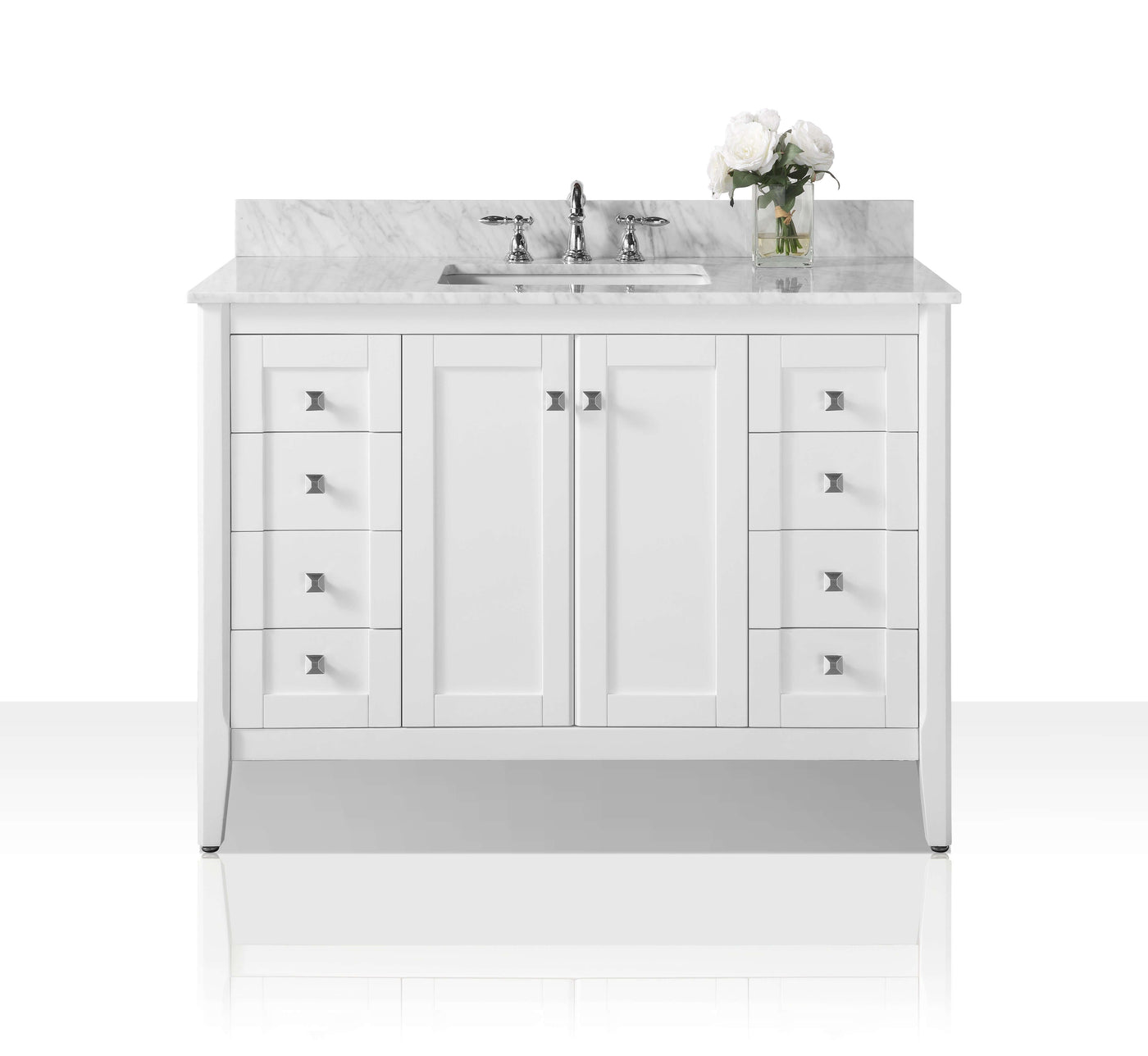 Shelton Bathroom Vanity with Sink and Carrara White Marble Top Cabinet Set by Ancerre Designs