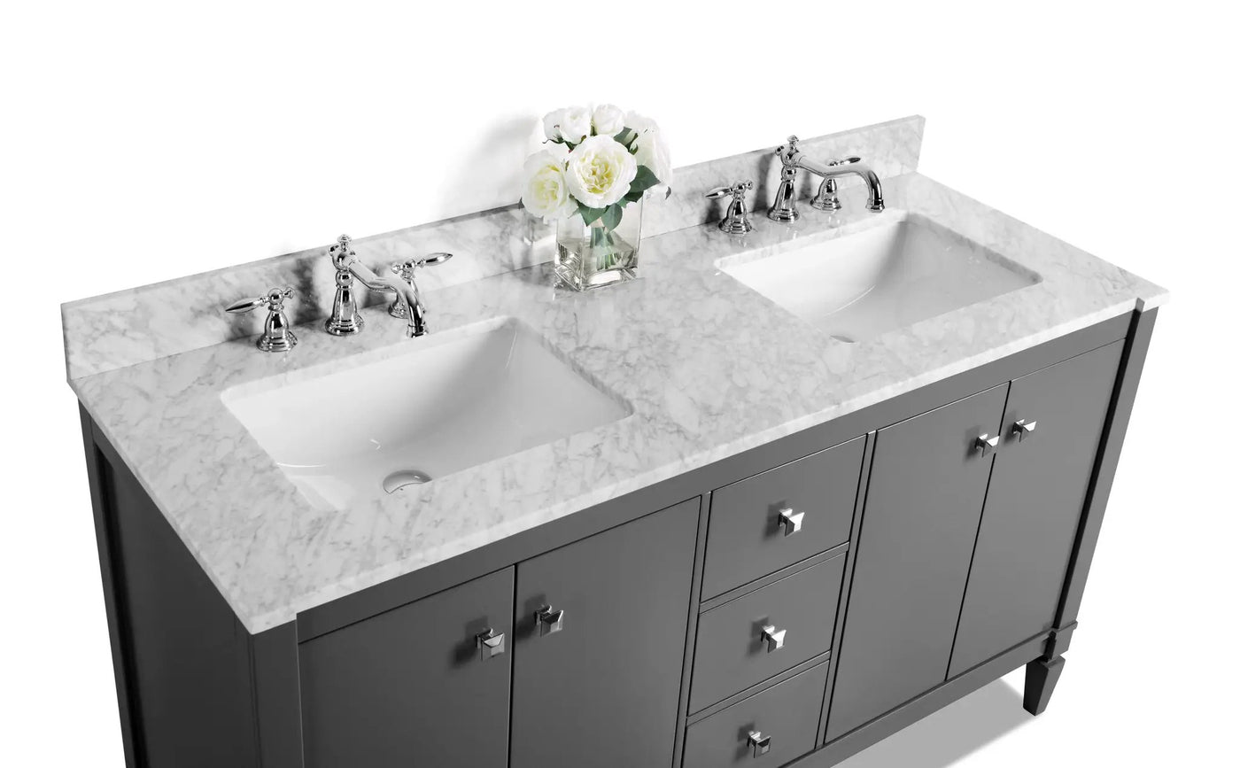 Kayleigh Bathroom Vanity with Sink and Carrara White Marble Top Cabinet Set by Ancerre Designs