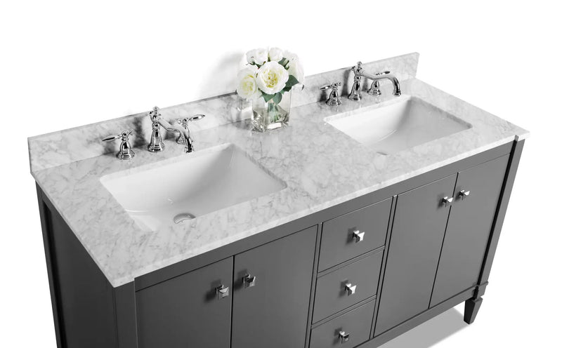 Kayleigh Bathroom Vanity with Sink and Carrara White Marble Top Cabinet Set by Ancerre Designs