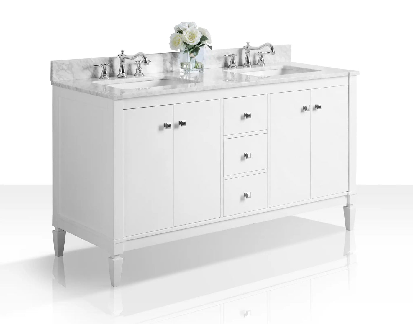 Kayleigh Bathroom Vanity with Sink and Carrara White Marble Top Cabinet Set by Ancerre Designs