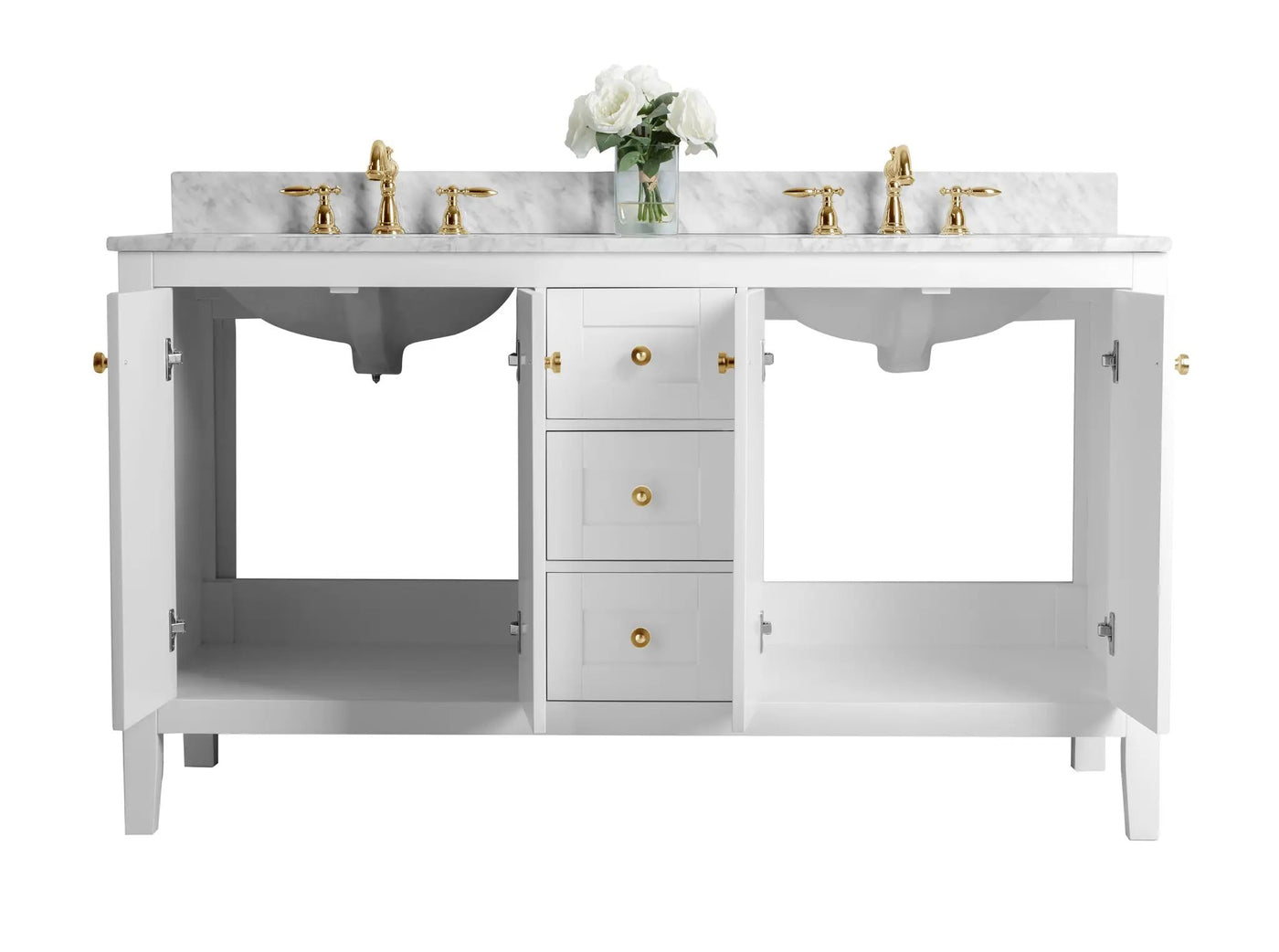 Maili Bathroom Vanity with Sink and Carrara White Marble Top Cabinet Set by Ancerre Designs