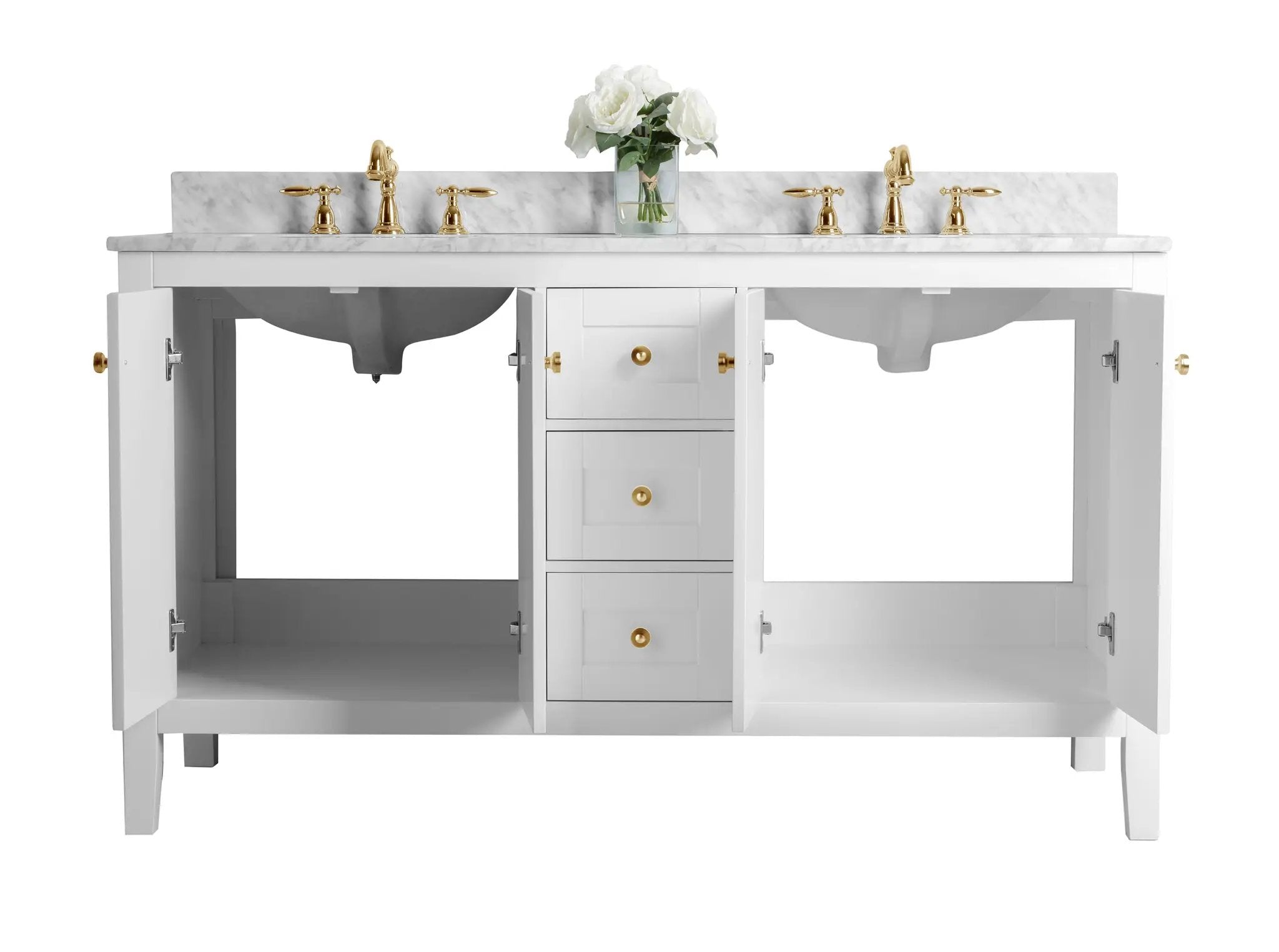 Maili Bathroom Vanity with Sink and Carrara White Marble Top Cabinet Set by Ancerre Designs