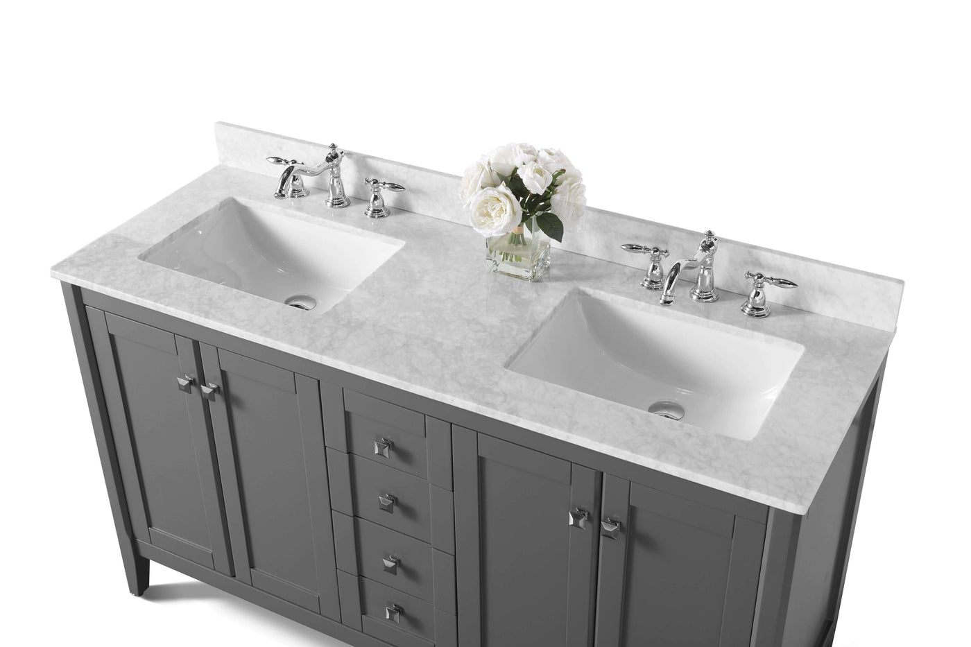 Shelton Bathroom Vanity with Sink and Carrara White Marble Top Cabinet Set by Ancerre Designs