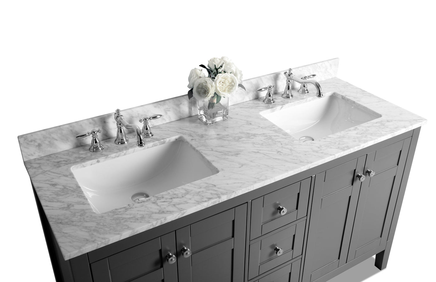 Maili Bathroom Vanity with Sink and Carrara White Marble Top Cabinet Set by Ancerre Designs