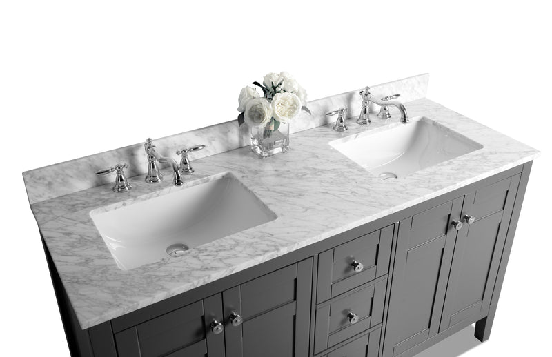Maili Bathroom Vanity with Sink and Carrara White Marble Top Cabinet Set by Ancerre Designs