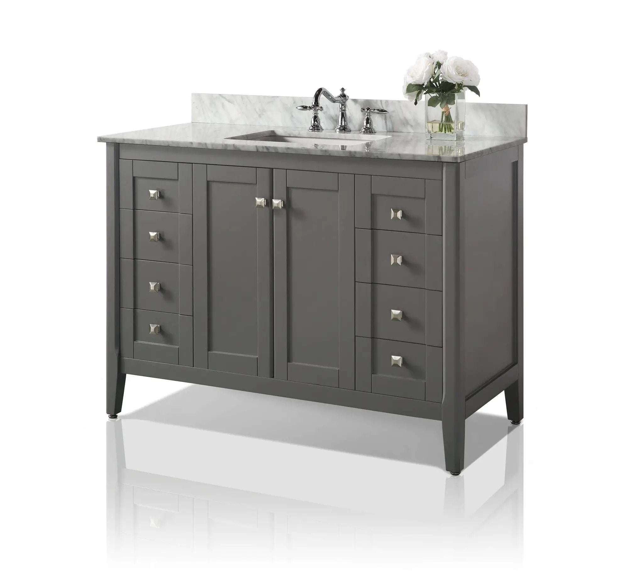 Shelton Bathroom Vanity with Sink and Carrara White Marble Top Cabinet Set by Ancerre Designs