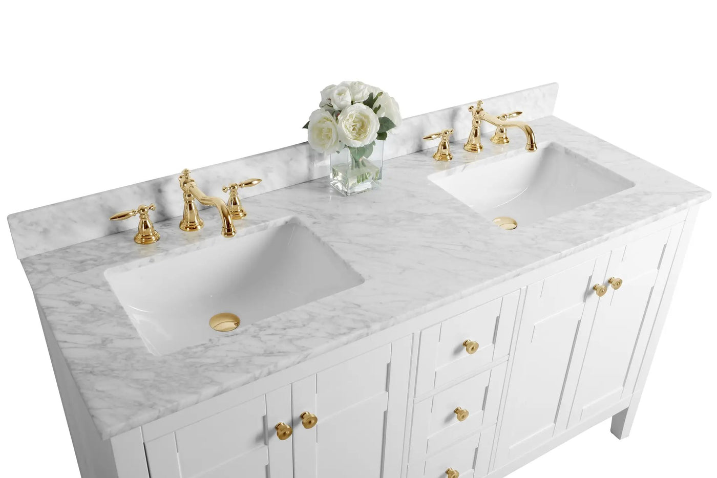Maili Bathroom Vanity with Sink and Carrara White Marble Top Cabinet Set by Ancerre Designs