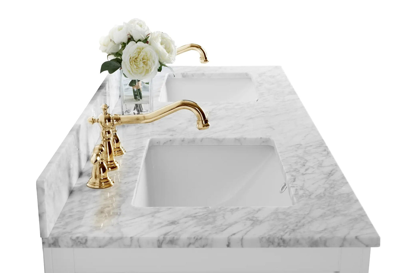 Maili Bathroom Vanity with Sink and Carrara White Marble Top Cabinet Set by Ancerre Designs