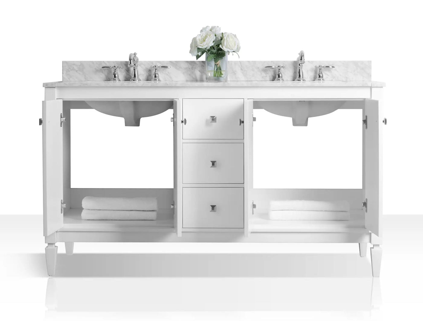 Kayleigh Bathroom Vanity with Sink and Carrara White Marble Top Cabinet Set by Ancerre Designs