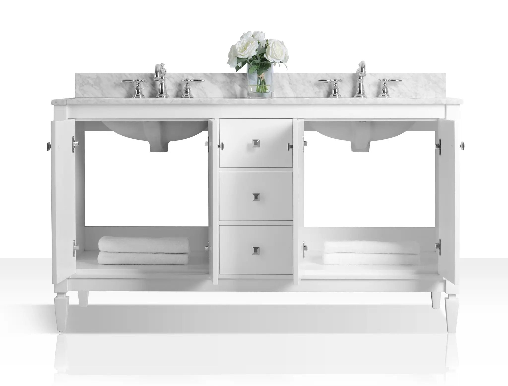 Kayleigh Bathroom Vanity with Sink and Carrara White Marble Top Cabinet Set by Ancerre Designs