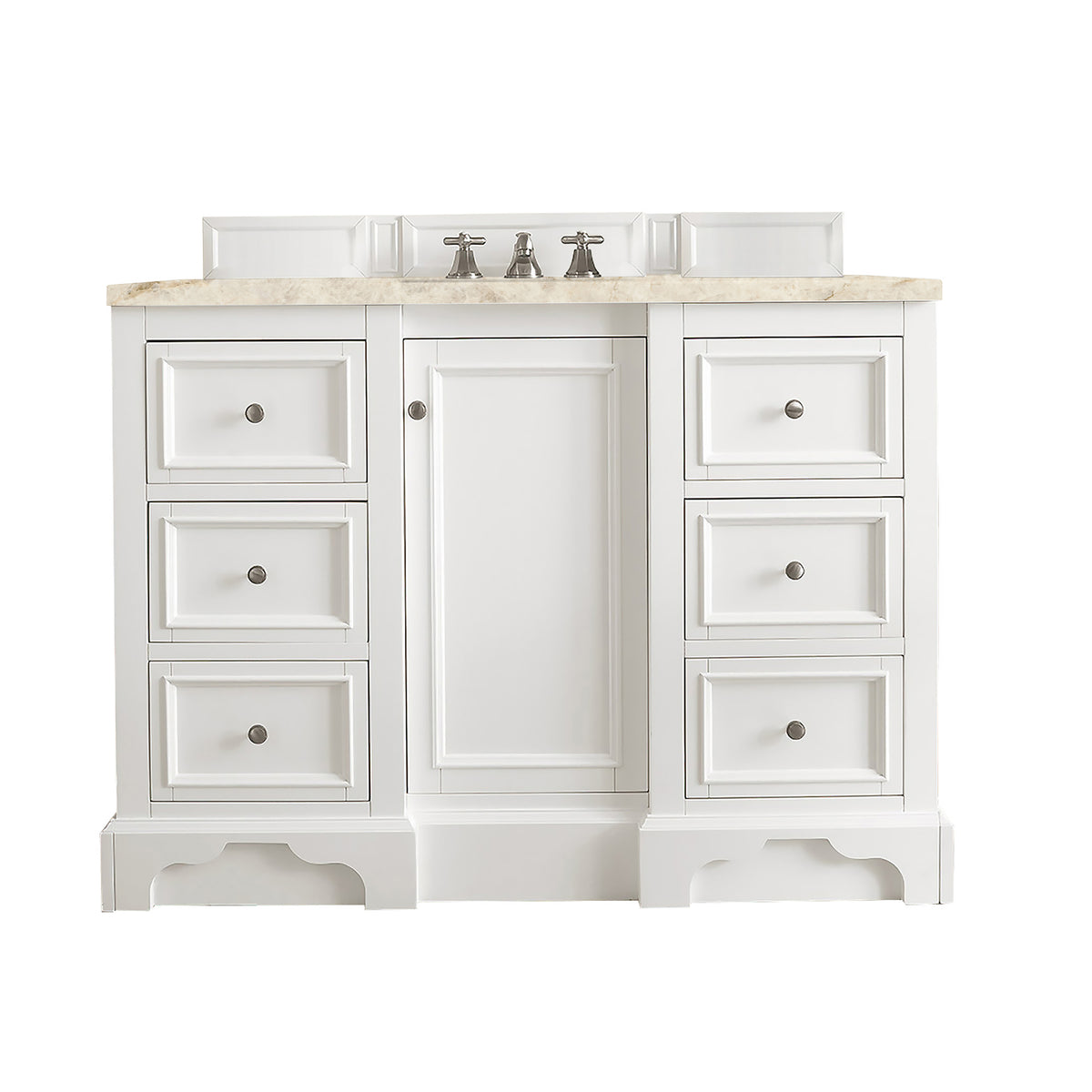 James Martin De Soto 48" Single Bathroom Vanity, Bright White with Tajnar countertop