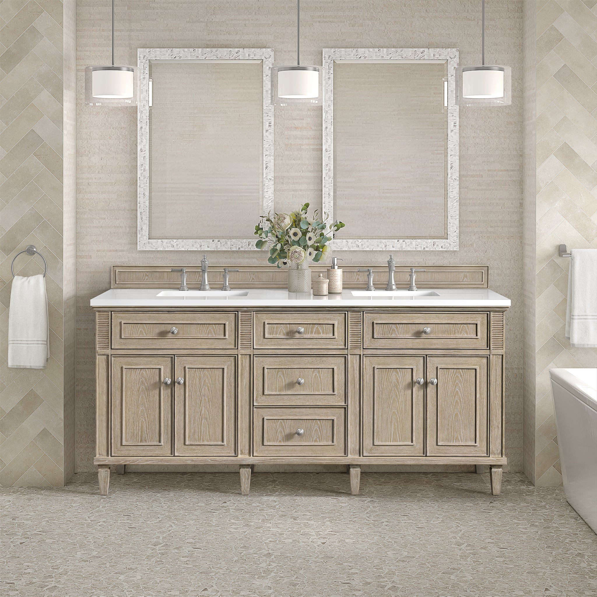 James Martin Lorelai 72" Double Bathroom Vanity, Whitewashed Oak by James Martin