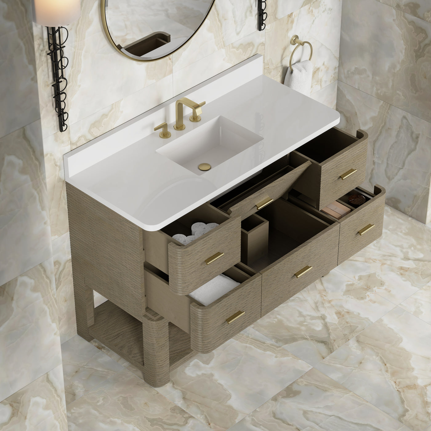 James Martin Lucian 48" Single Bathroom Vanity, Pebble Oak, view 39