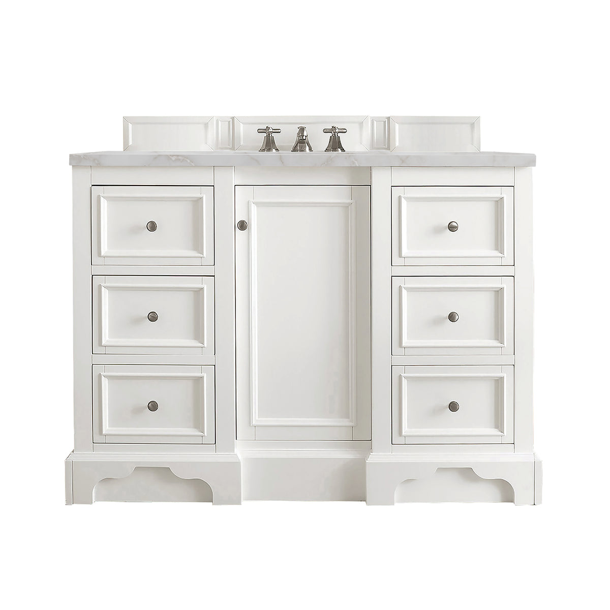 James Martin De Soto 48" Single Bathroom Vanity, Bright White with Victorian Silver countertop