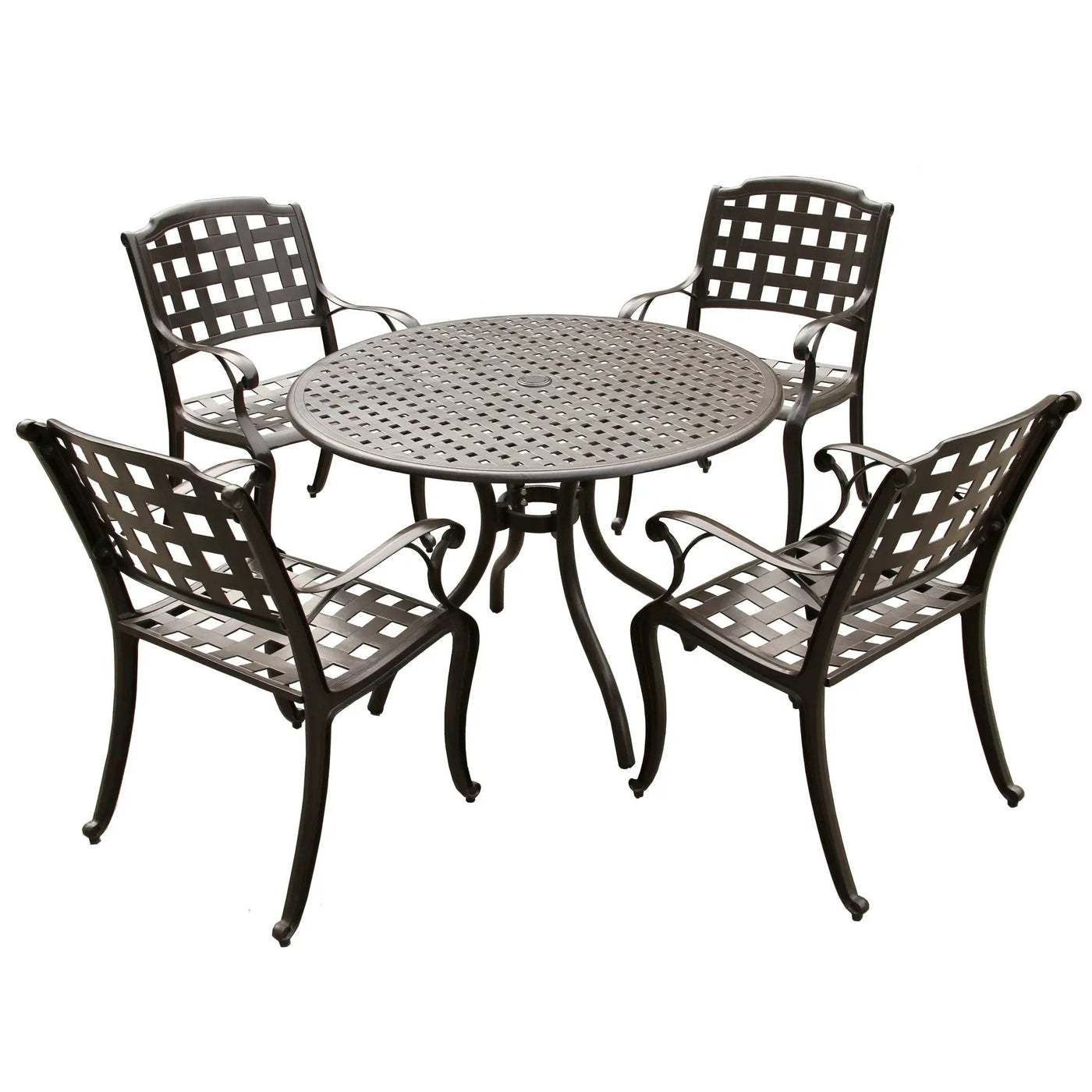 Outdoor Aluminum 5pc Round Patio Dining Set with Four Chairs by Sharicks