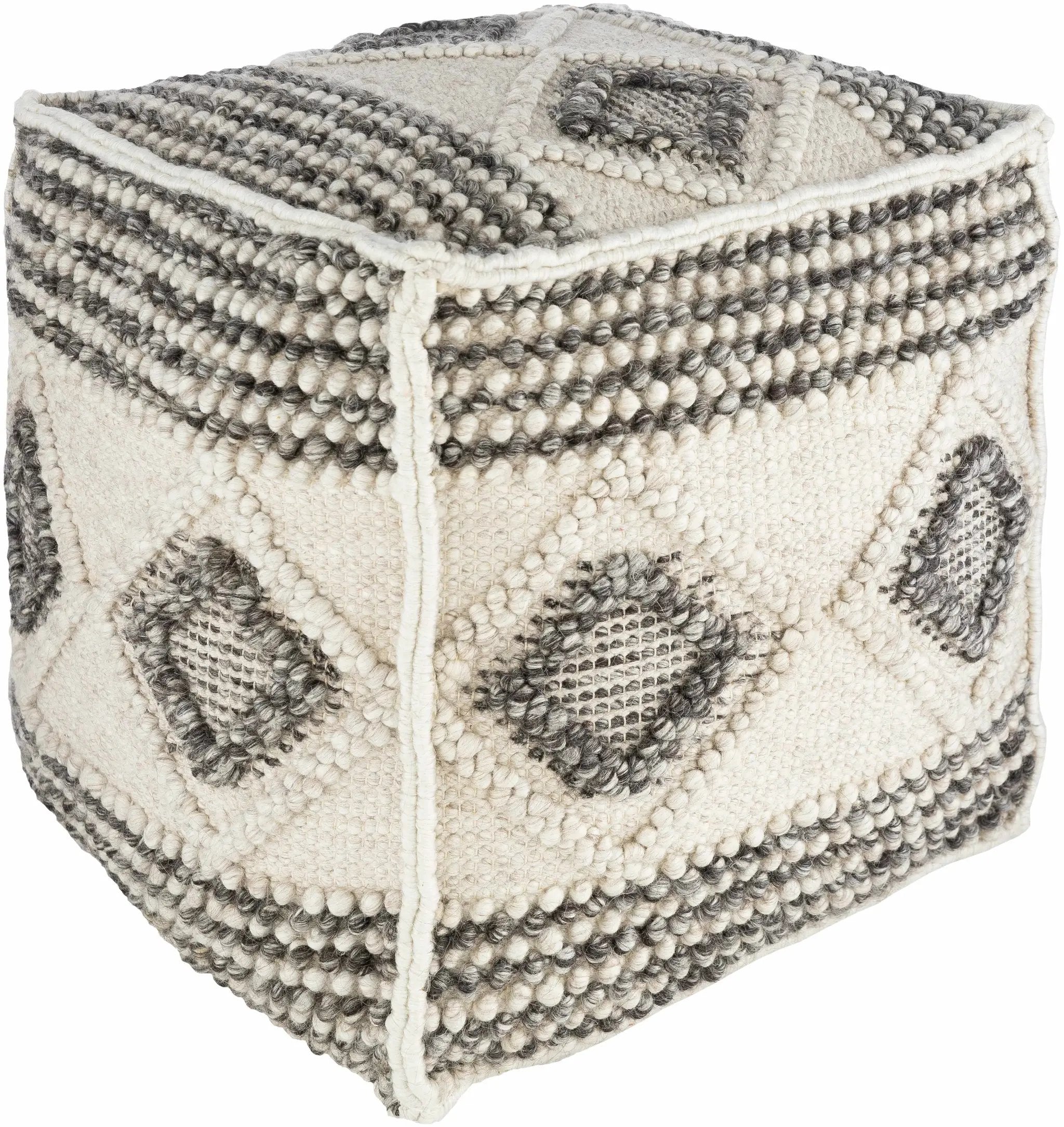 Cowanesque Beige Diamond-Patterned Square Pouf by Boutique Rugs