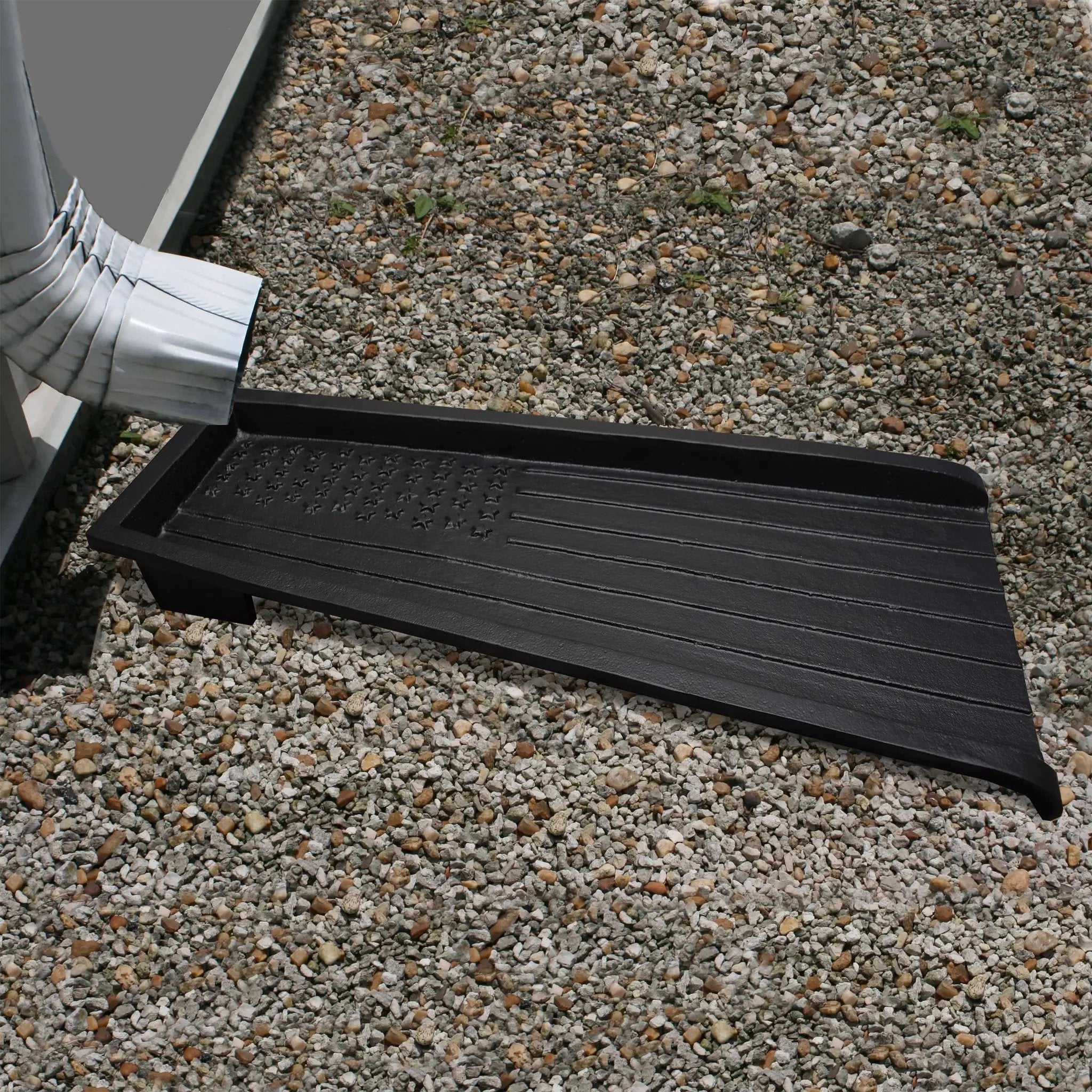 Black American Flag 24-in Cast Aluminum Downspout Gutter Splash Block by Sharicks