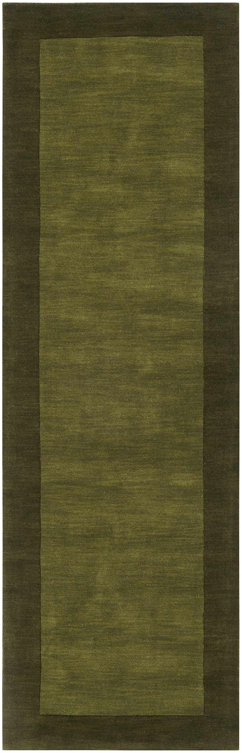 Bordered Solid Olive Green Wool Rug by Boutique Rugs