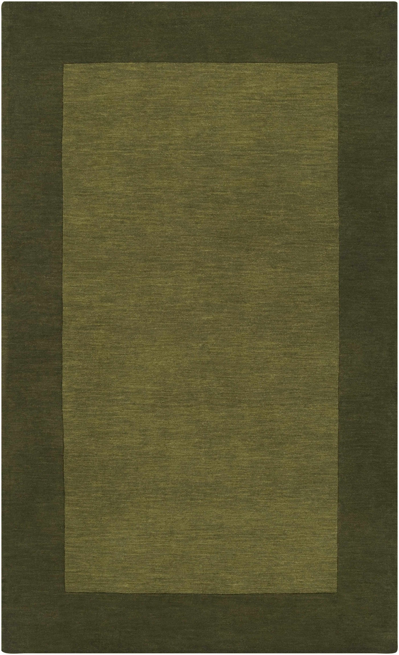 Bordered Solid Olive Green Wool Rug by Boutique Rugs