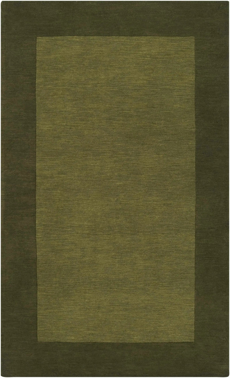 Bordered Solid Olive Green Wool Rug by Boutique Rugs