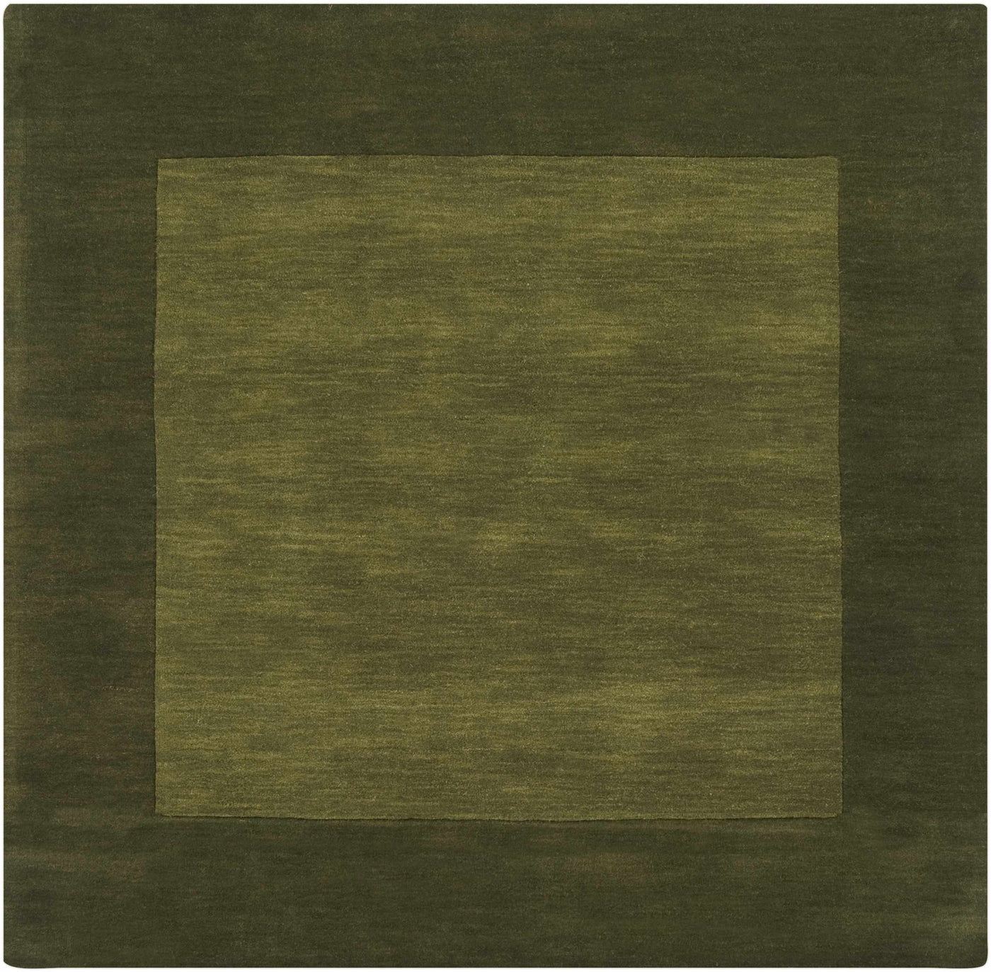 Bordered Solid Olive Green Wool Rug by Boutique Rugs