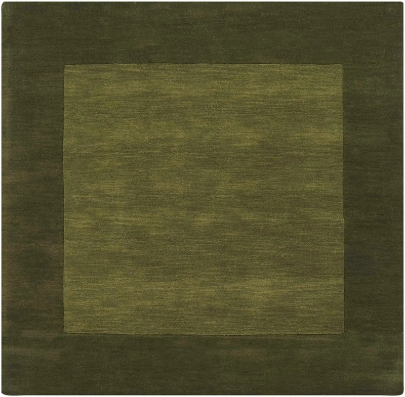 Bordered Solid Olive Green Wool Rug by Boutique Rugs