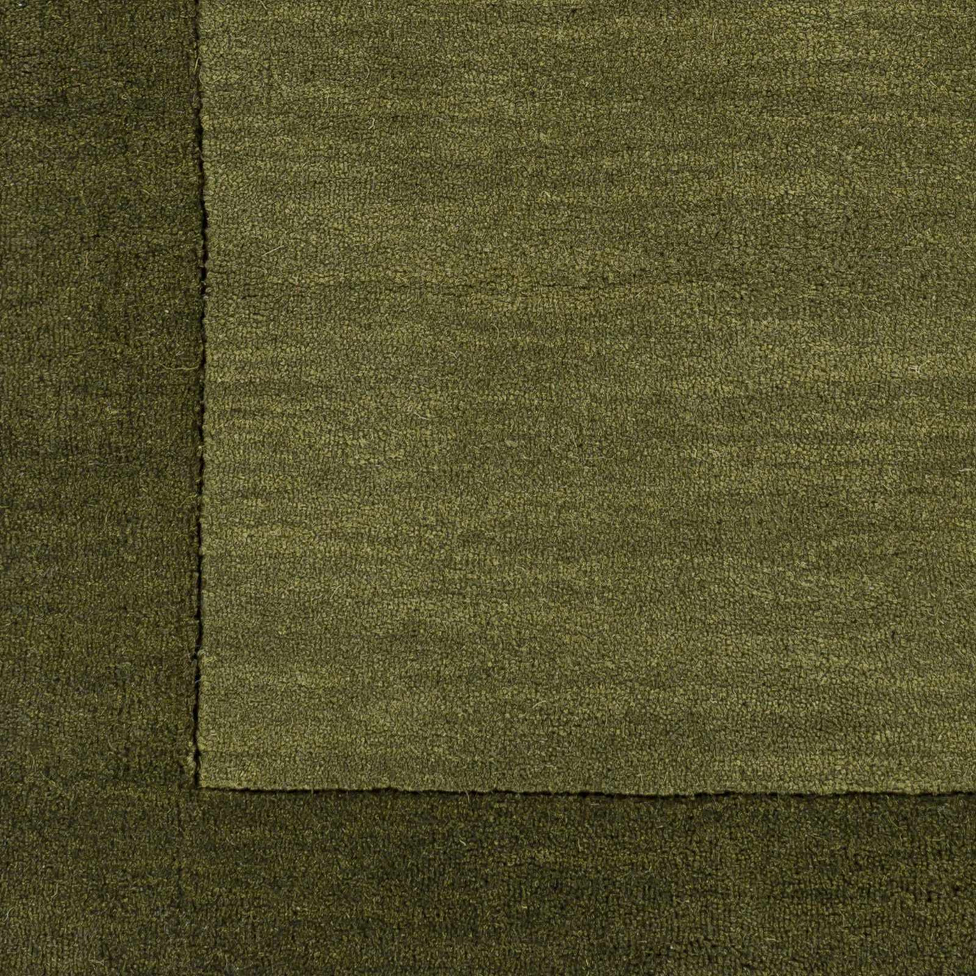 Bordered Solid Olive Green Wool Rug by Boutique Rugs