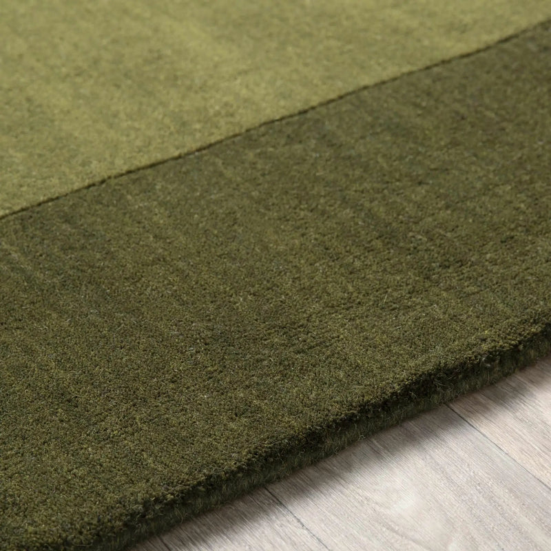 Bordered Solid Olive Green Wool Rug by Boutique Rugs