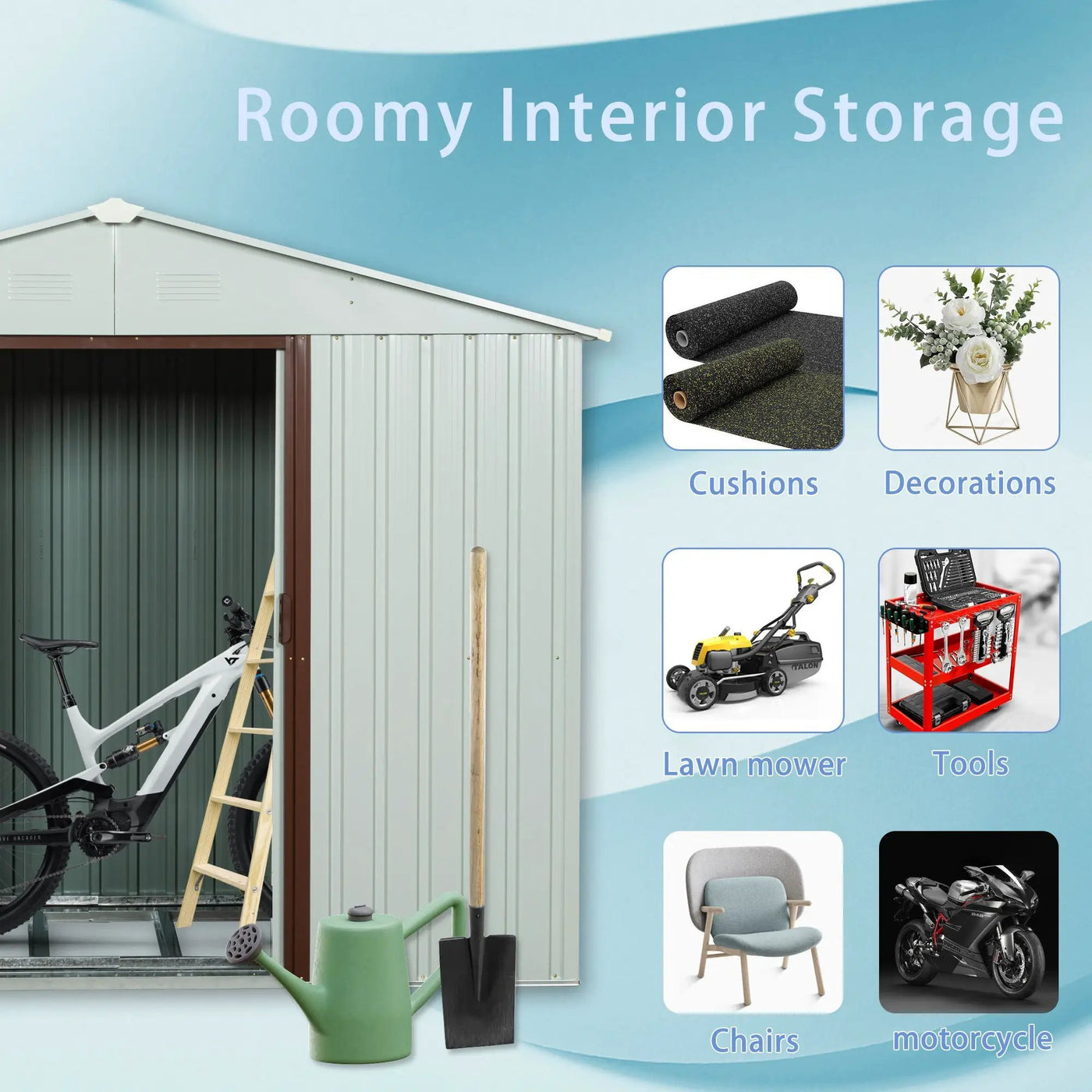 88.98" Outdoor Metal Storage Shed With Window by HouseOfZazla