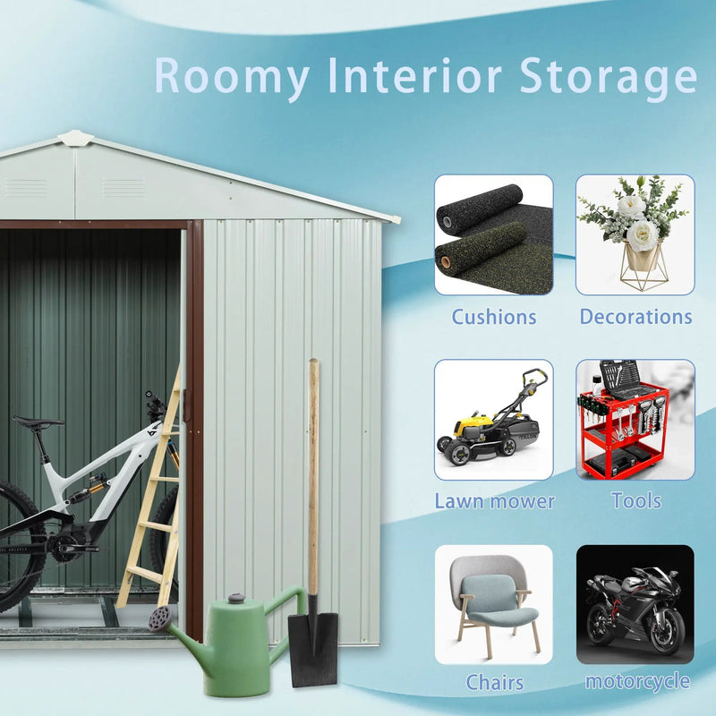 88.98" Outdoor Metal Storage Shed With Window by HouseOfZazla