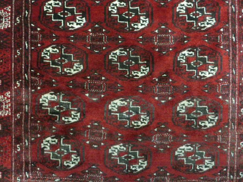 4' 5" X 5' 7" Semi Antique Handmade Afghan Yamud Turkoman Bokhara Wool Rug by Jewel Rugs