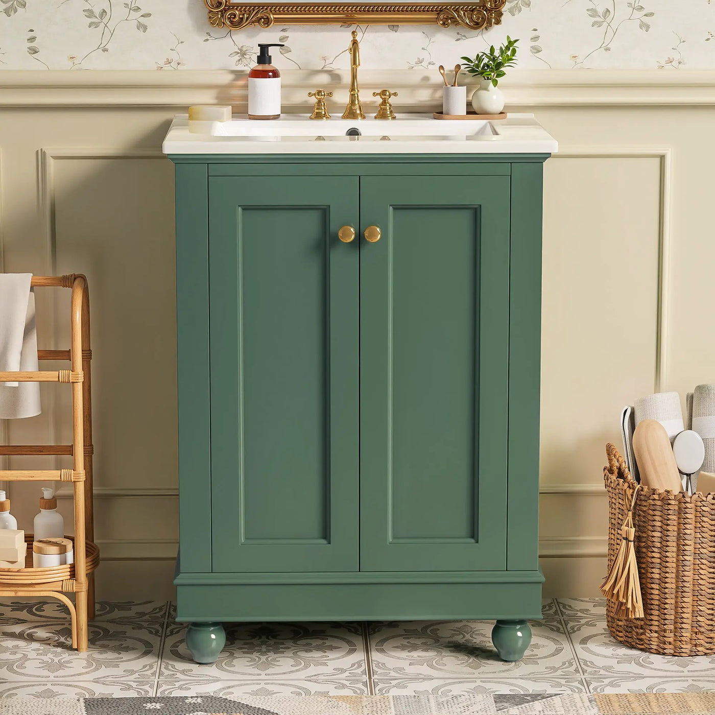 24 Inch Modern Bathroom Vanity Cabinet With Ceramic Sink by HouseOfZazla