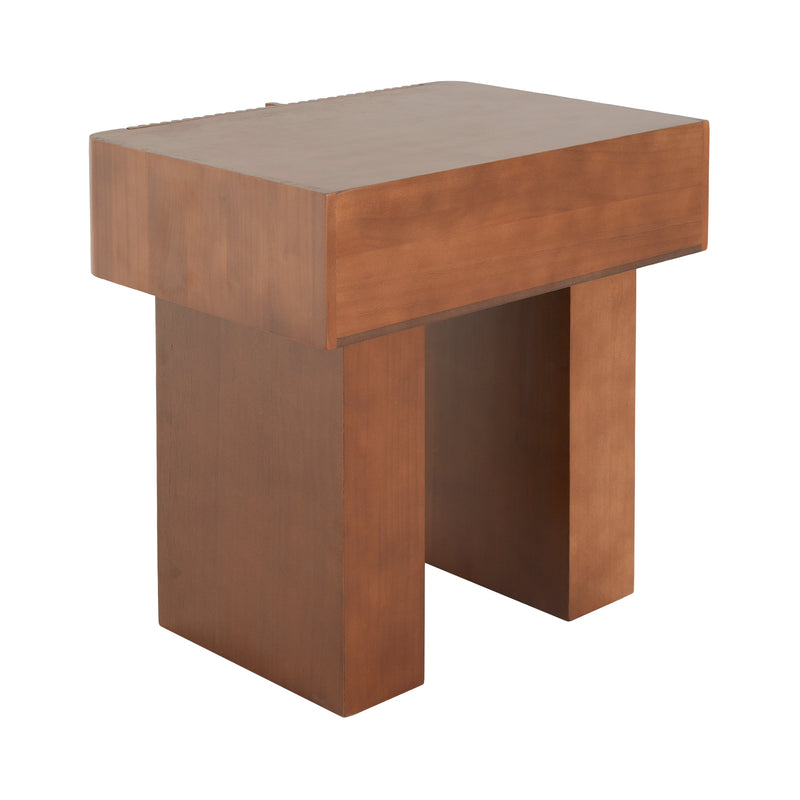 Wood End Table with Drawer with Fluted Front - Walnut, photo 10 of 10