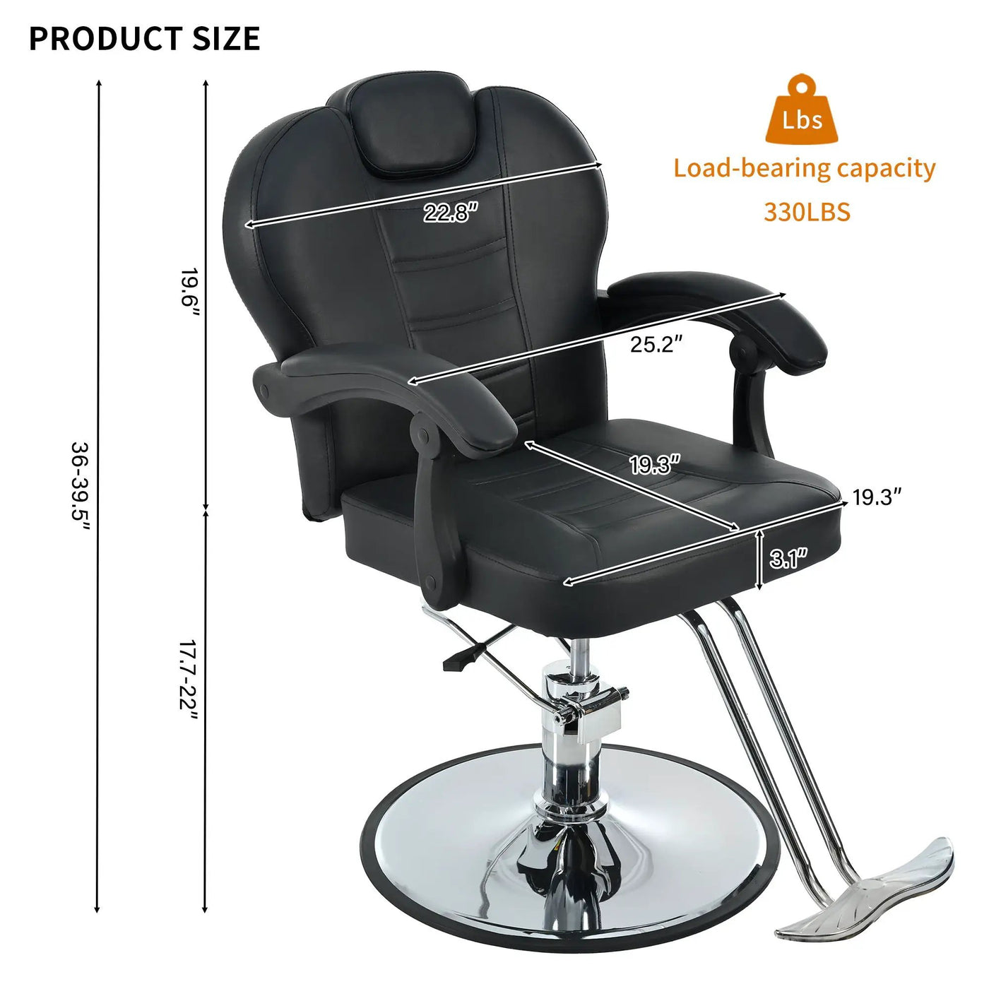 Classic Reclining Barber Chair Salon Chair For Hair Stylist With Heavy Duty Hydraulic Pump, 360° Rotation, Tattoo Chair Shampoo Beauty Salon Equipment, Max Load Weight 330 Lbs by HouseOfZazla