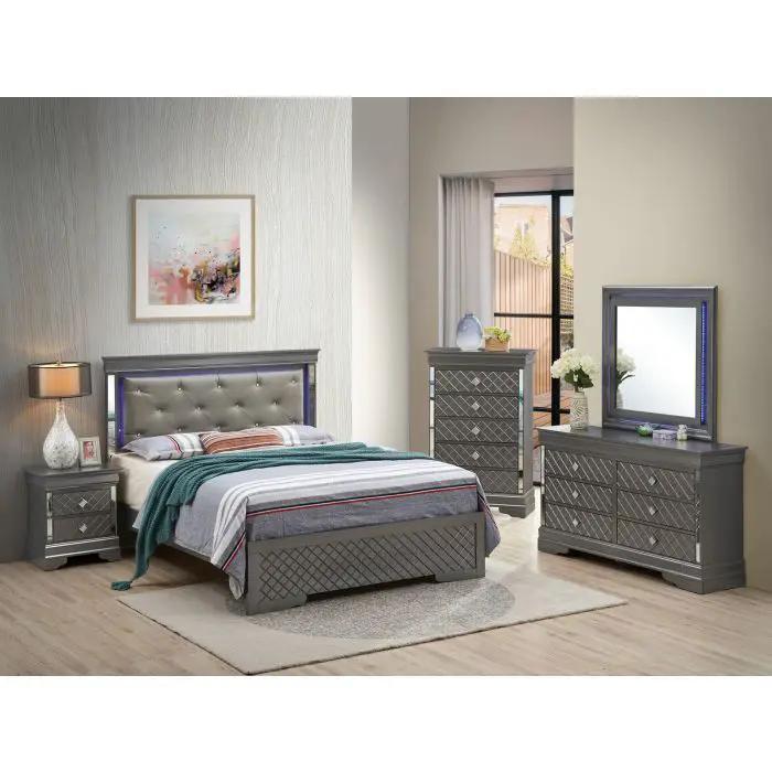 Bed With LED Light Accents Headboard by HouseOfZazla