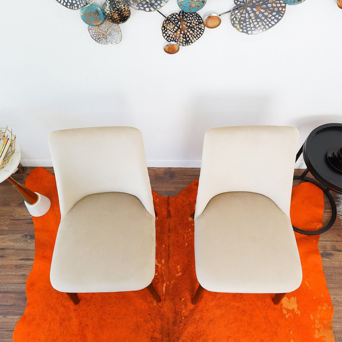 Mid-Century Dining Chair Set of 2 with Solid Wood Frame - Blue or Beige, photo 13 of 17