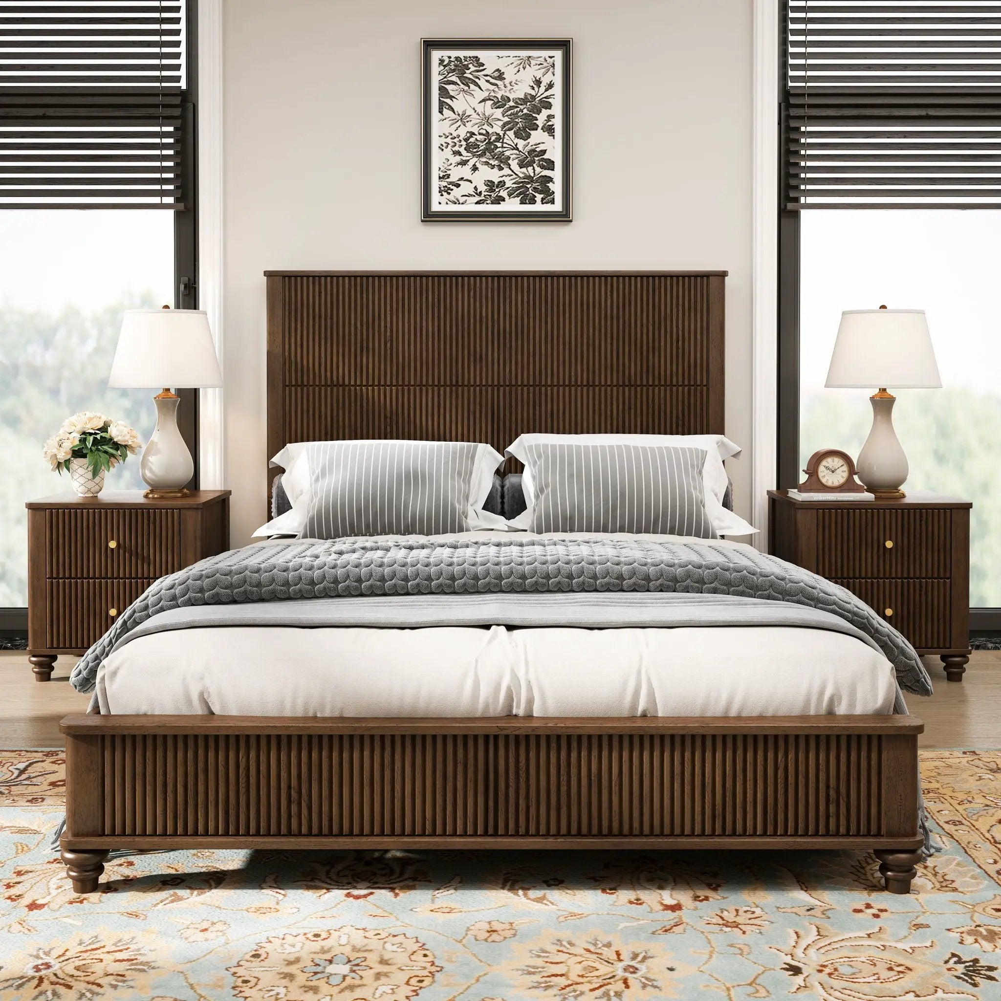 Platform Bed Frame With Tall Headboard by HouseOfZazla